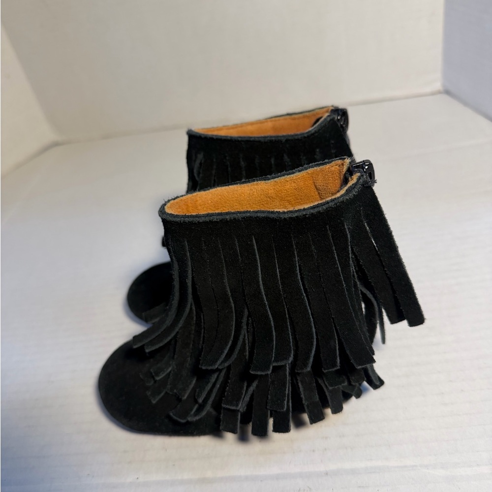Monkey Feet Black Fringe Kids Boots 24 months